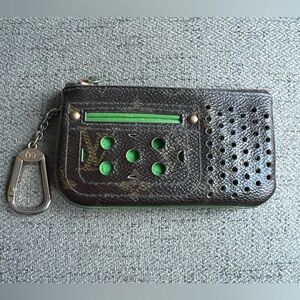 Louis Vuitton Limited Edition Green Monogram Perforated Pochette Cles Key Pouch